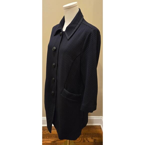 Cabi Carriage Jacket Navy Blue White 3/4 Sleeve Hip Length Collar Medium Classic - Picture 5 of 11
